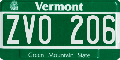 VT license plate ZVO206