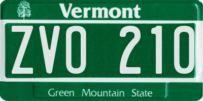 VT license plate ZVO210