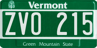 VT license plate ZVO215