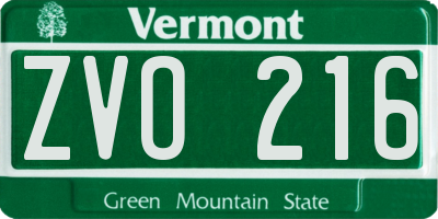 VT license plate ZVO216
