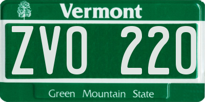 VT license plate ZVO220