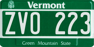 VT license plate ZVO223