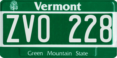 VT license plate ZVO228