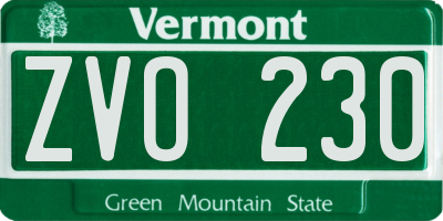 VT license plate ZVO230