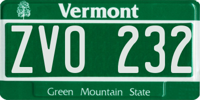VT license plate ZVO232