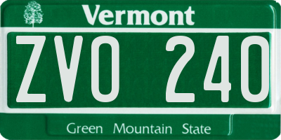 VT license plate ZVO240