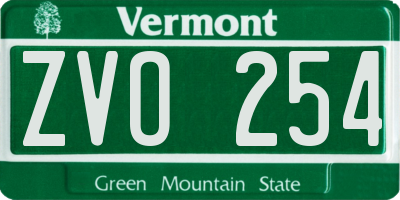 VT license plate ZVO254