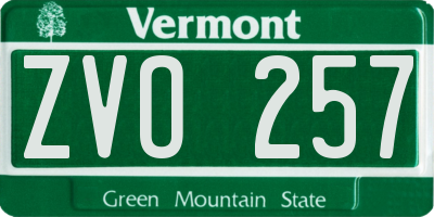 VT license plate ZVO257