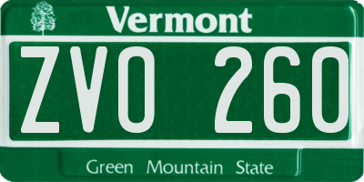VT license plate ZVO260