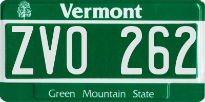 VT license plate ZVO262