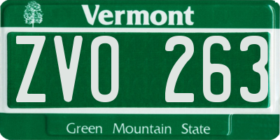 VT license plate ZVO263
