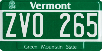 VT license plate ZVO265
