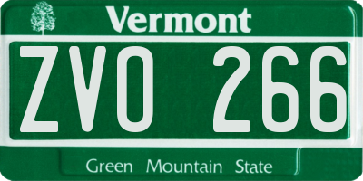 VT license plate ZVO266