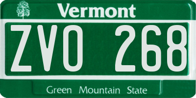 VT license plate ZVO268