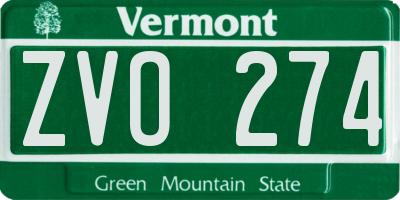 VT license plate ZVO274