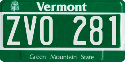 VT license plate ZVO281