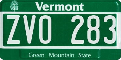 VT license plate ZVO283