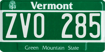 VT license plate ZVO285