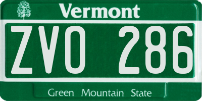 VT license plate ZVO286