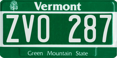 VT license plate ZVO287
