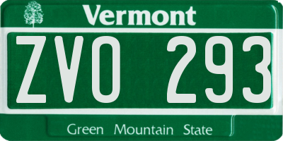 VT license plate ZVO293
