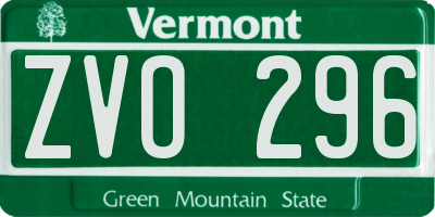 VT license plate ZVO296