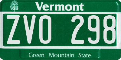 VT license plate ZVO298
