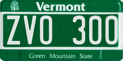 VT license plate ZVO300