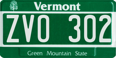 VT license plate ZVO302