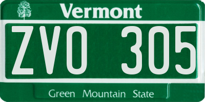 VT license plate ZVO305