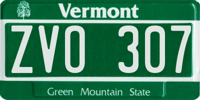 VT license plate ZVO307