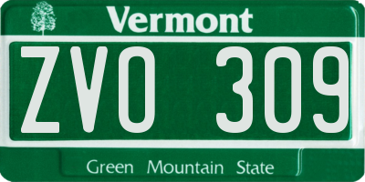 VT license plate ZVO309