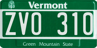 VT license plate ZVO310