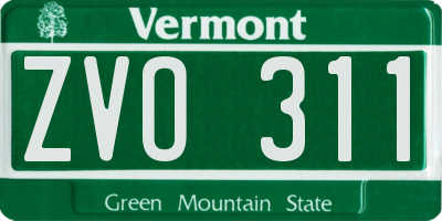 VT license plate ZVO311