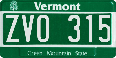 VT license plate ZVO315