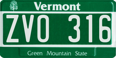 VT license plate ZVO316