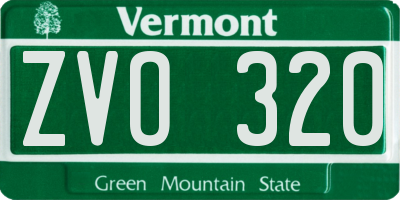 VT license plate ZVO320