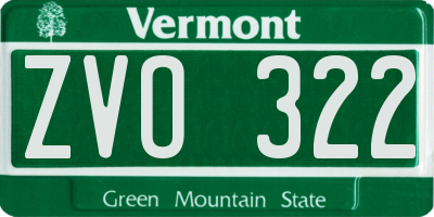 VT license plate ZVO322