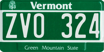 VT license plate ZVO324