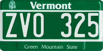 VT license plate ZVO325