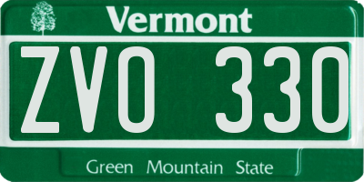 VT license plate ZVO330