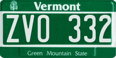 VT license plate ZVO332