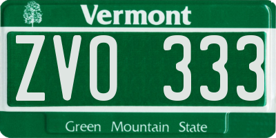 VT license plate ZVO333