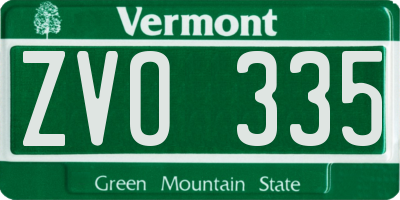VT license plate ZVO335