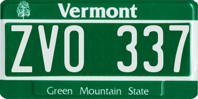 VT license plate ZVO337