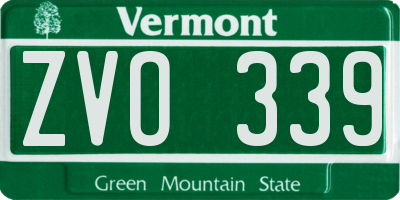 VT license plate ZVO339