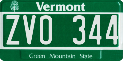 VT license plate ZVO344