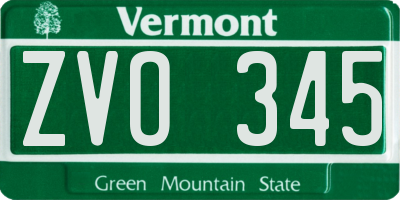 VT license plate ZVO345