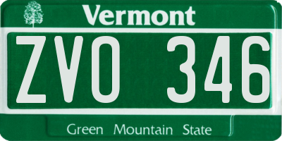 VT license plate ZVO346