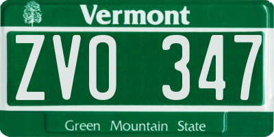 VT license plate ZVO347